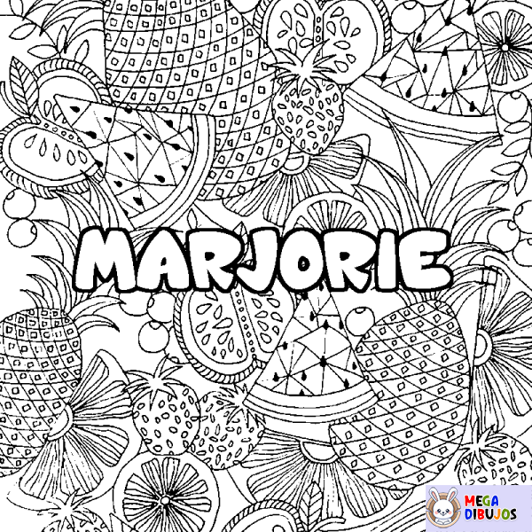 Coloración del nombre MARJORIE - decorado mandala de frutas