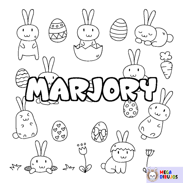 Coloración del nombre MARJORY - decorado Pascua