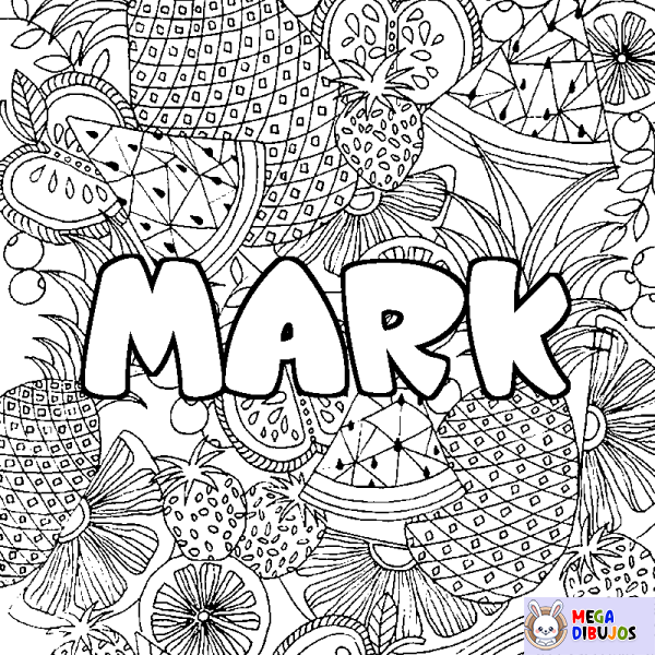 Coloración del nombre MARK - decorado mandala de frutas