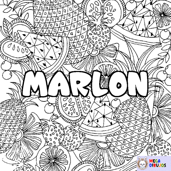 Coloración del nombre MARLON - decorado mandala de frutas