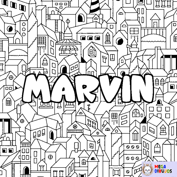 Coloración del nombre MARVIN - decorado ciudad