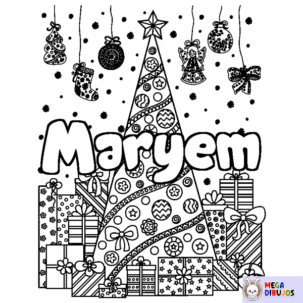 Coloración del nombre Maryem - decorado &aacute;rbol de Navidad y regalos