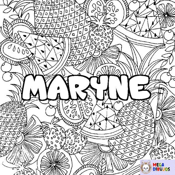 Coloración del nombre MARYNE - decorado mandala de frutas