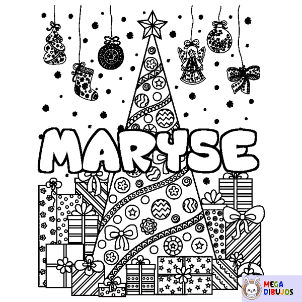 Coloración del nombre MARYSE - decorado &aacute;rbol de Navidad y regalos