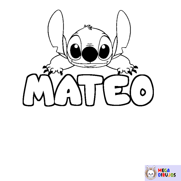 Coloración del nombre MATEO - decorado Stitch