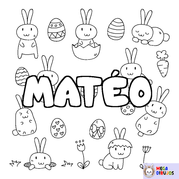 Coloración del nombre MAT&Eacute;O - decorado Pascua