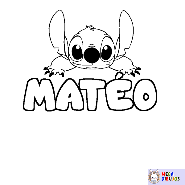 Coloración del nombre MAT&Eacute;O - decorado Stitch