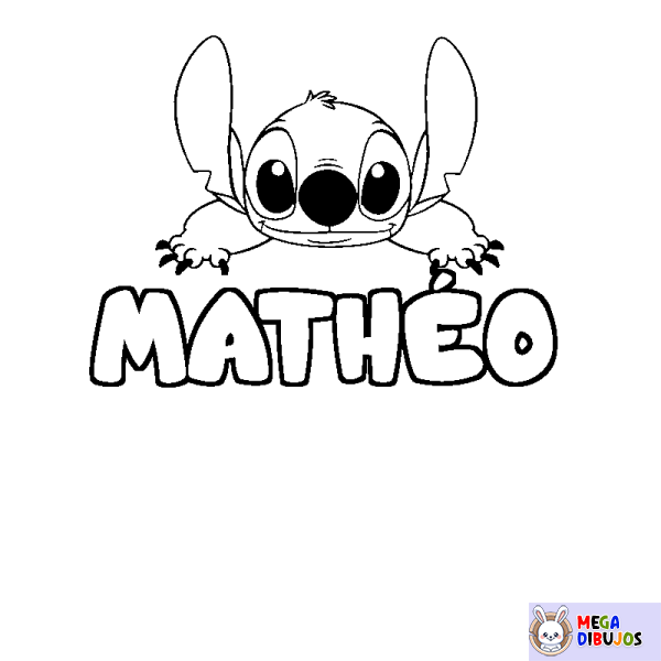 Coloración del nombre MATH&Eacute;O - decorado Stitch