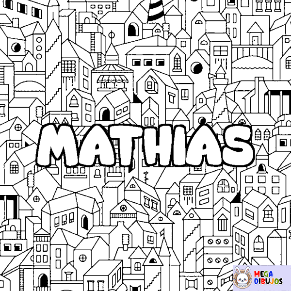 Coloración del nombre MATHIAS - decorado ciudad