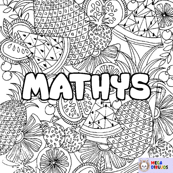 Coloración del nombre MATHYS - decorado mandala de frutas