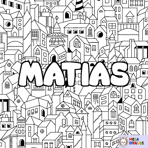 Coloración del nombre MATIAS - decorado ciudad