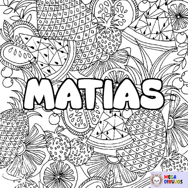 Coloración del nombre MATIAS - decorado mandala de frutas