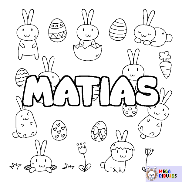 Coloración del nombre MATIAS - decorado Pascua