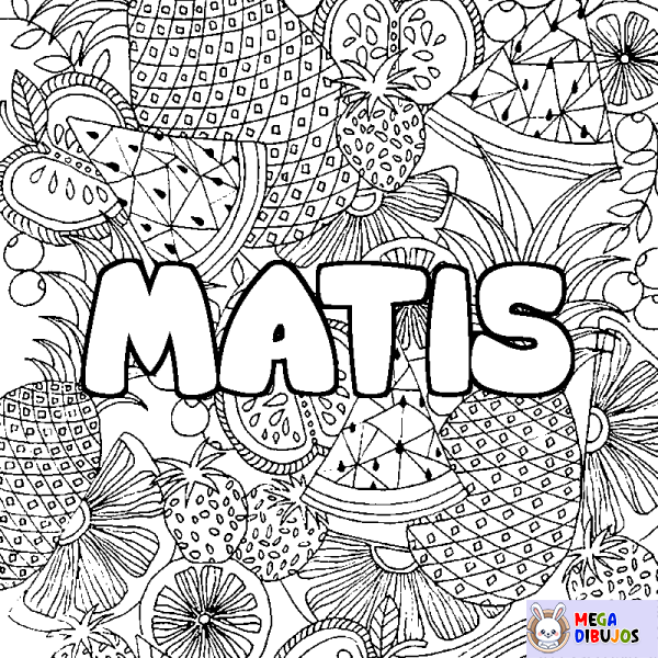 Coloración del nombre MATIS - decorado mandala de frutas