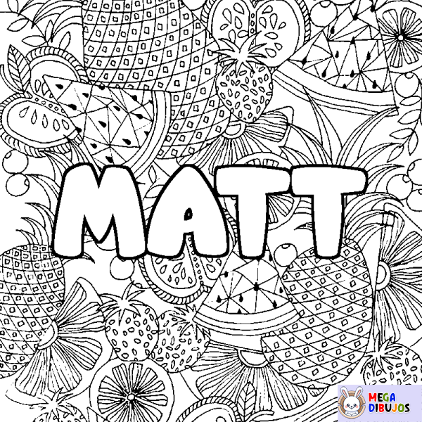 Coloración del nombre MATT - decorado mandala de frutas