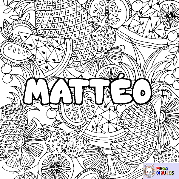 Coloración del nombre MATT&Eacute;O - decorado mandala de frutas