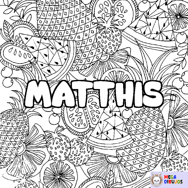 Coloración del nombre MATTHIS - decorado mandala de frutas