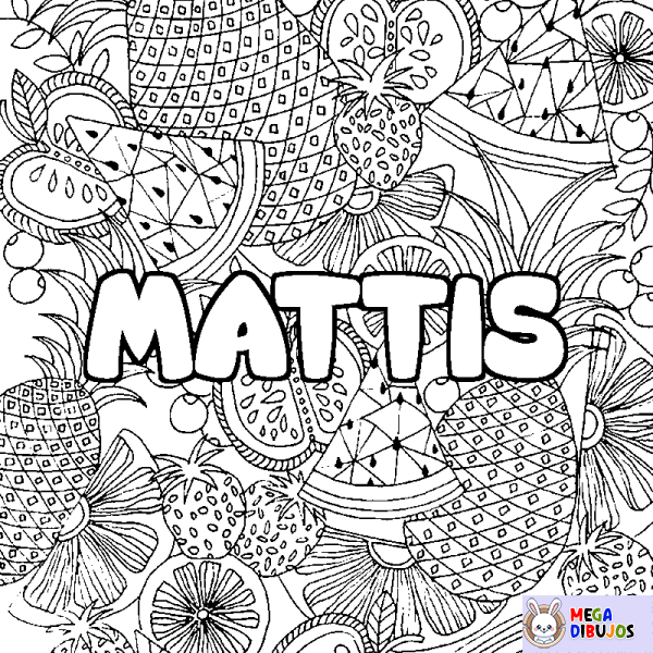 Coloración del nombre MATTIS - decorado mandala de frutas