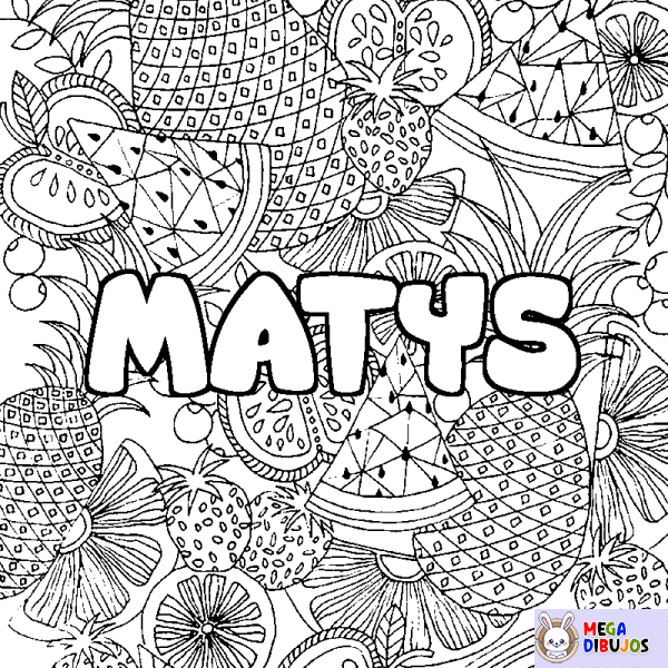 Coloración del nombre MATYS - decorado mandala de frutas