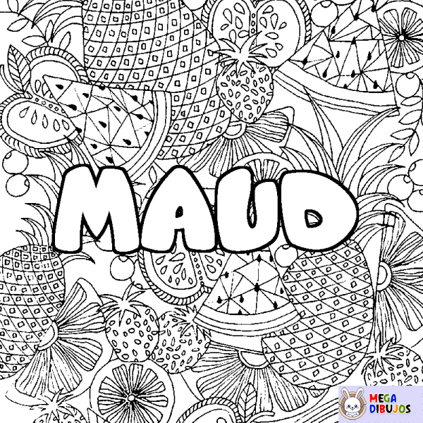 Coloración del nombre MAUD - decorado mandala de frutas