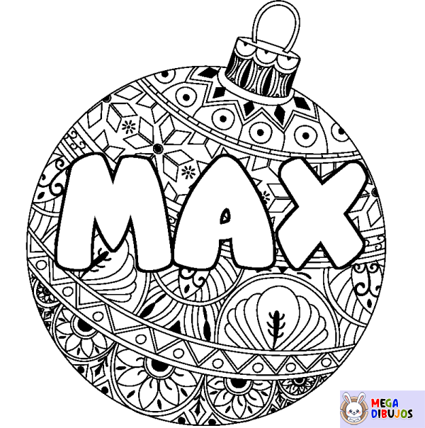 Coloración del nombre MAX - decorado bola de Navidad