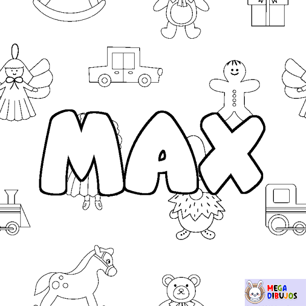 Coloración del nombre MAX - decorado juguetes