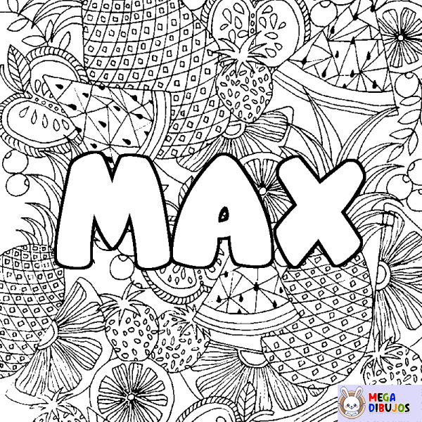 Coloración del nombre MAX - decorado mandala de frutas