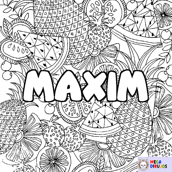 Coloración del nombre MAXIM - decorado mandala de frutas