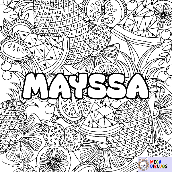 Coloración del nombre MAYSSA - decorado mandala de frutas