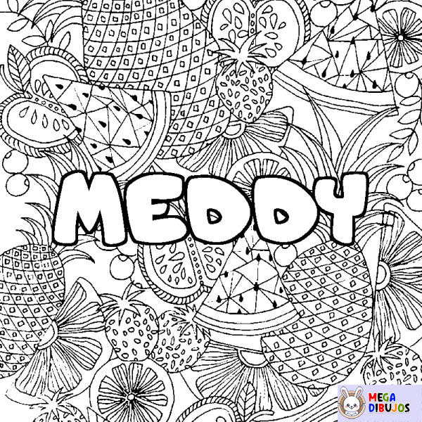 Coloración del nombre MEDDY - decorado mandala de frutas