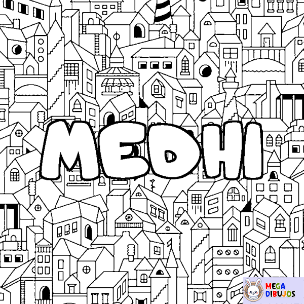 Coloración del nombre MEDHI - decorado ciudad