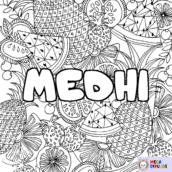 Coloración del nombre MEDHI - decorado mandala de frutas