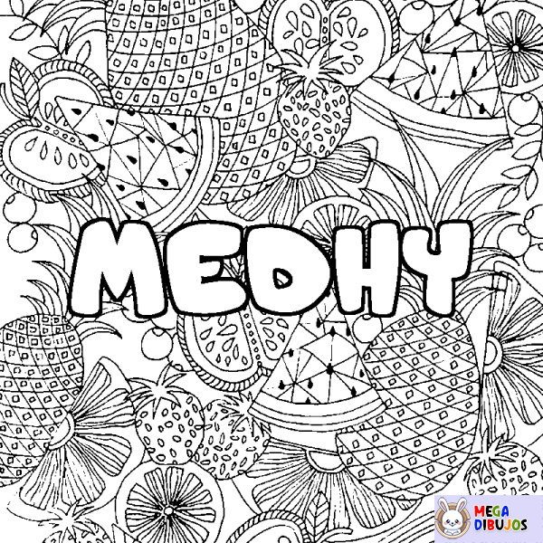 Coloración del nombre MEDHY - decorado mandala de frutas