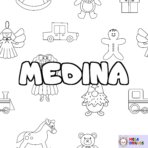 Coloración del nombre MEDINA - decorado juguetes