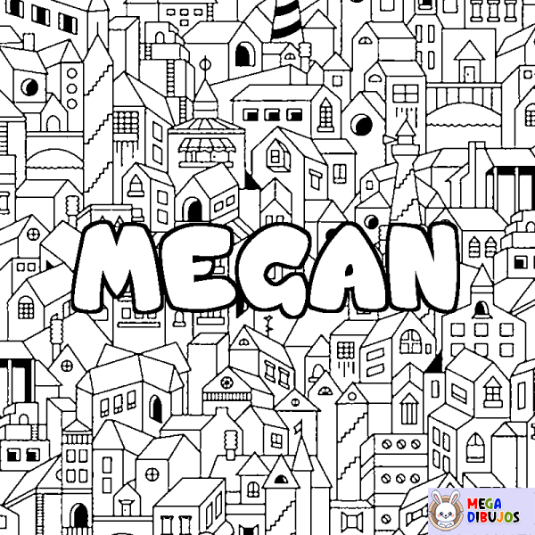 Coloración del nombre MEGAN - decorado ciudad