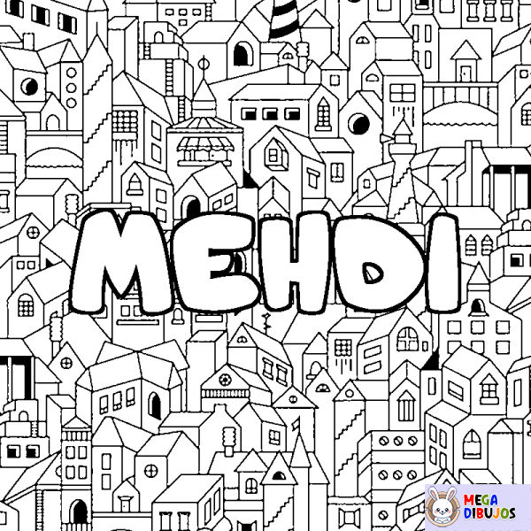 Coloración del nombre MEHDI - decorado ciudad