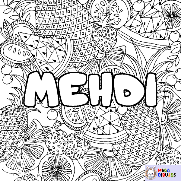 Coloración del nombre MEHDI - decorado mandala de frutas