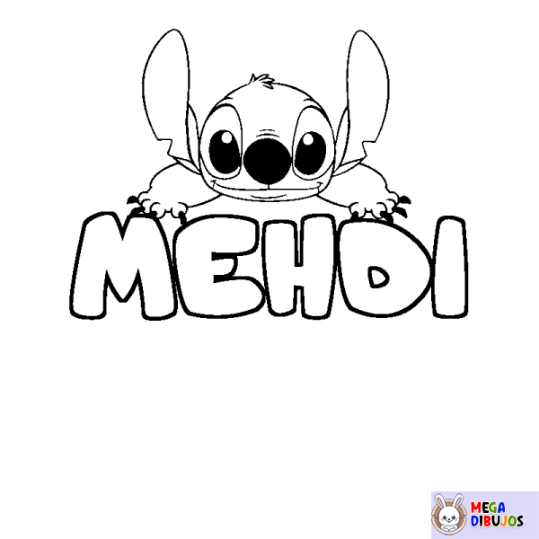 Coloración del nombre MEHDI - decorado Stitch