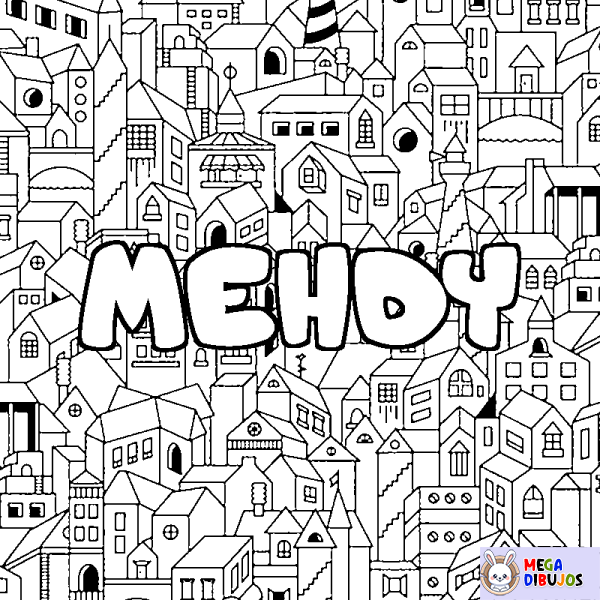 Coloración del nombre MEHDY - decorado ciudad