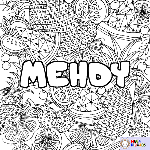 Coloración del nombre MEHDY - decorado mandala de frutas