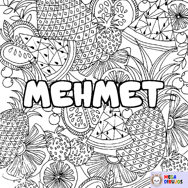 Coloración del nombre MEHMET - decorado mandala de frutas