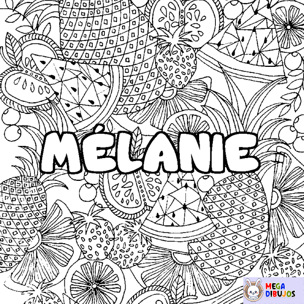 Coloración del nombre M&Eacute;LANIE - decorado mandala de frutas