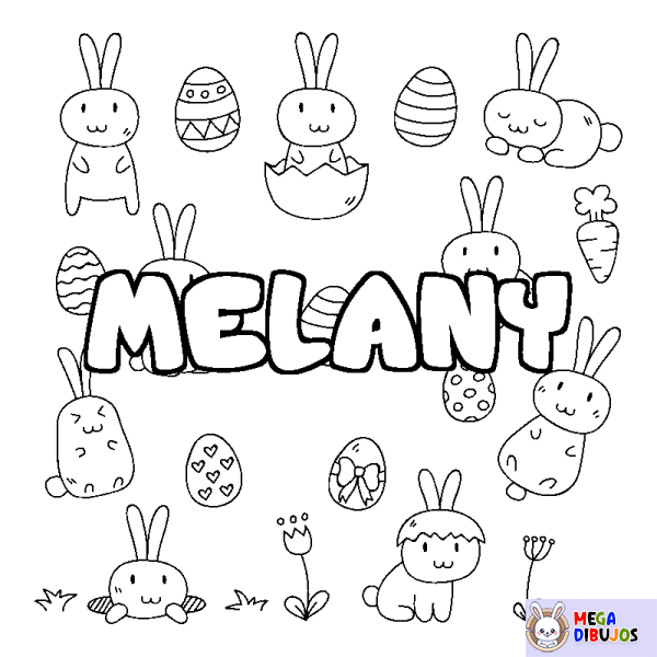 Coloración del nombre MELANY - decorado Pascua