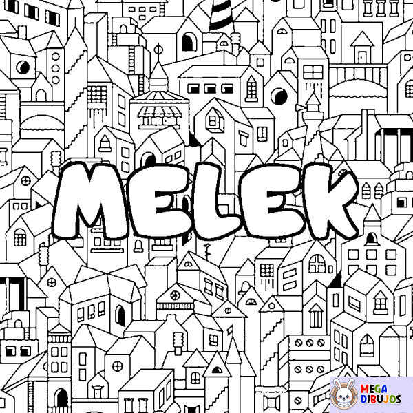 Coloración del nombre MELEK - decorado ciudad