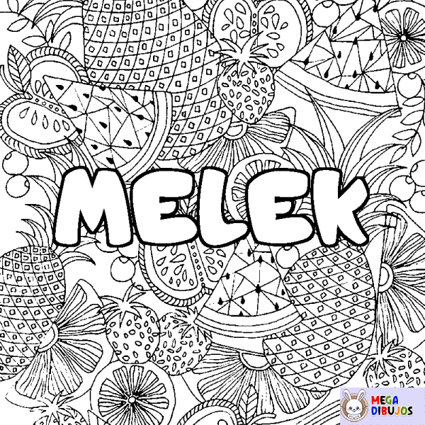 Coloración del nombre MELEK - decorado mandala de frutas