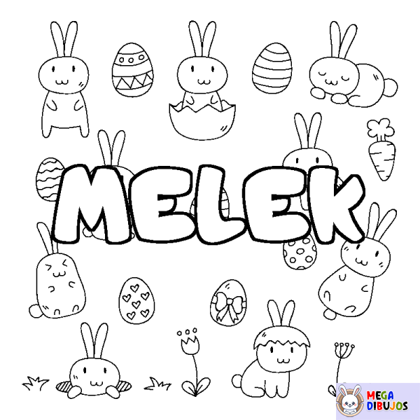 Coloración del nombre MELEK - decorado Pascua