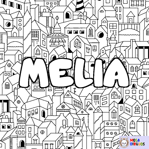 Coloración del nombre MELIA - decorado ciudad