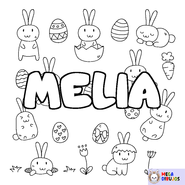 Coloración del nombre MELIA - decorado Pascua