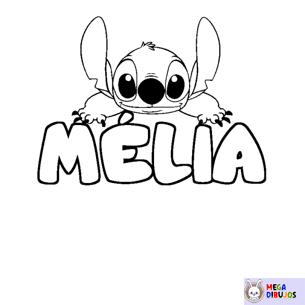 Coloración del nombre M&Eacute;LIA - decorado Stitch