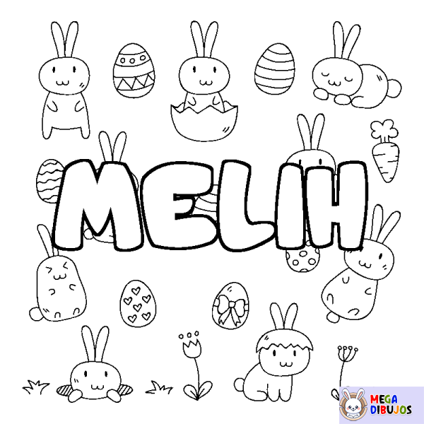 Coloración del nombre MELIH - decorado Pascua